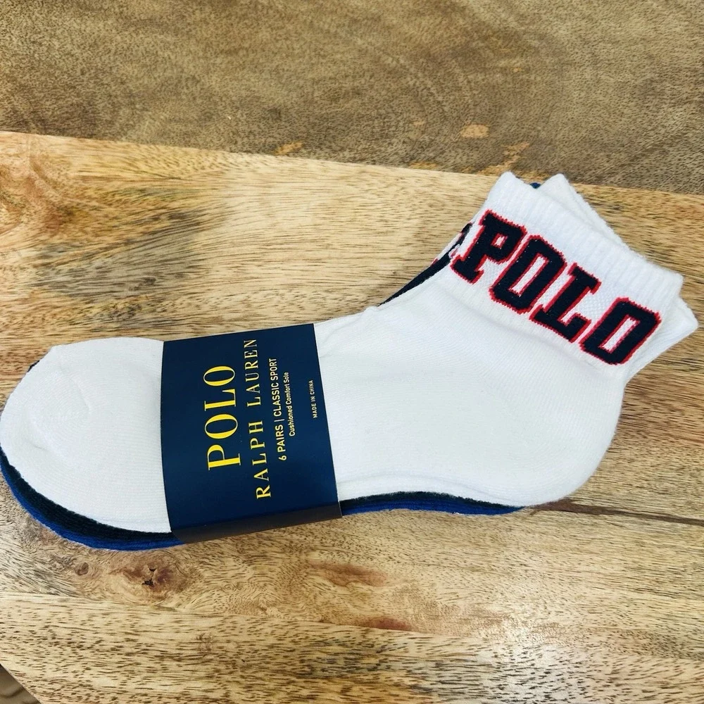 Polo Ralph Lauren 6 Pack Socks Quarter Classic Sport Half Cushion Multicolor